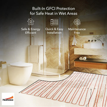 Cable calefactor de suelo de 120 V - Sistema de suelo térmico de 2.9 a 5.5 metros cuadrados, calentador de cable eléctrico por suelo radiante, sistema de suelo radiante para azulejos con termostato GFCI