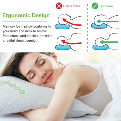 2Pcs Or 1Pcs Bamboo Memory Foam Pillow Hypoallergenic