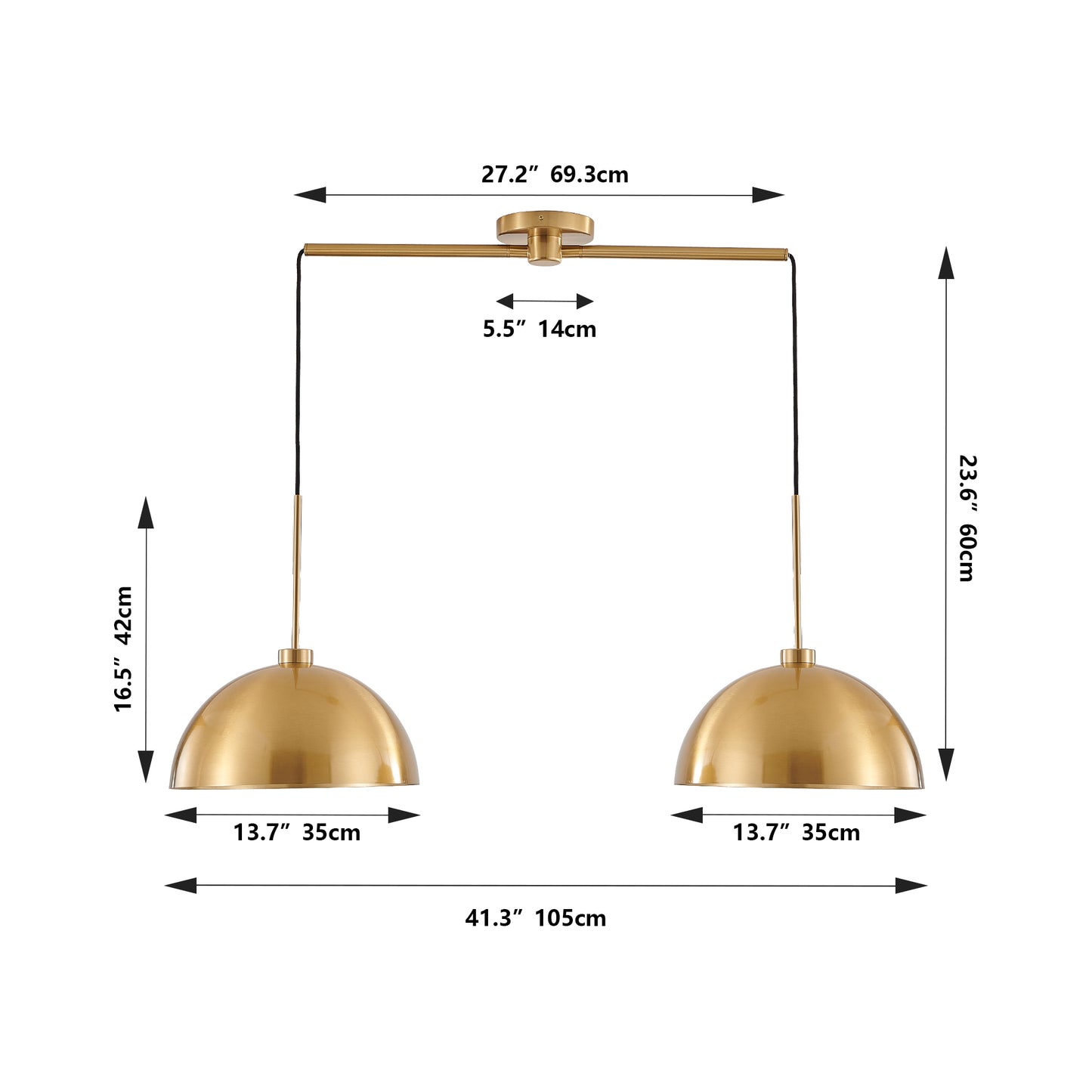 Lámpara Colgante Industrial Cobre Ajustable 41"