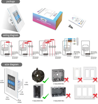 LANBON Interruptor de luz inteligente con pantalla táctil para controlar diferentes habitaciones como cocina y dormitorios.