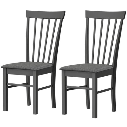 Wooden Dining Chairs Set of 2, Farmhouse Upholstered Kitchen Chairs with Rubber Wood Frame, Black and Gray
