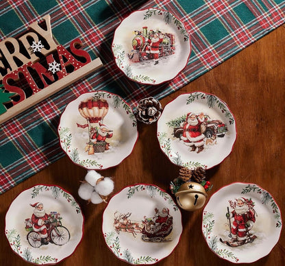 Santa On The Way - Juego de 6 platos festoneados para aperitivos