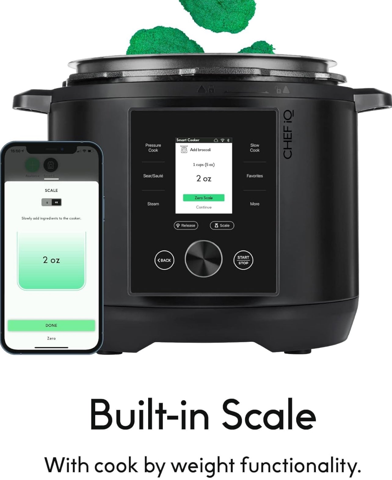 CHEF iQ Olla a presión inteligente con WiFi y escala incorporada, multicocina 10 en 1 fácil de usar con más de 500 recetas guiadas