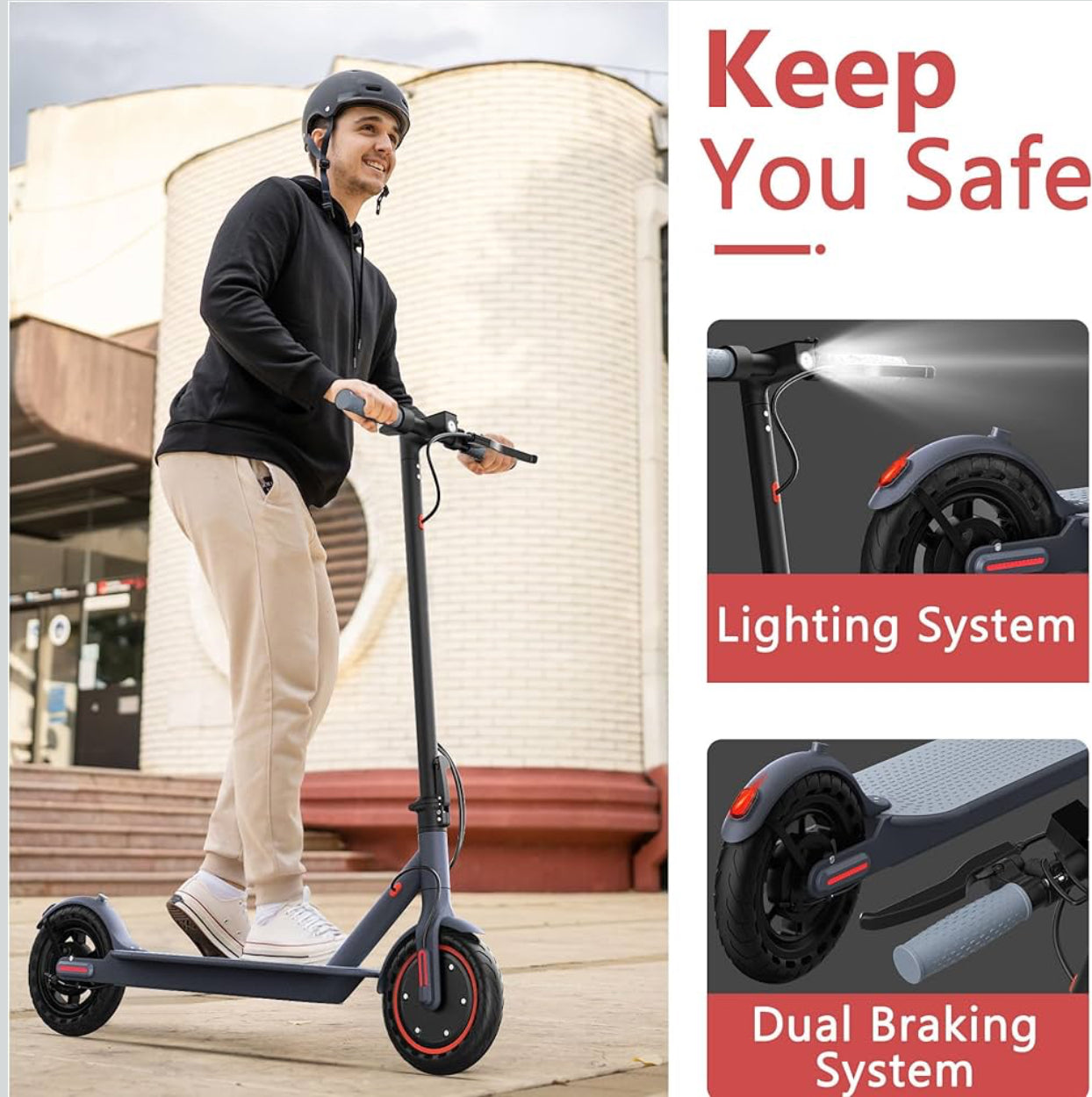 Scooter eléctrico para adultos, neumáticos de 8.5"/10"