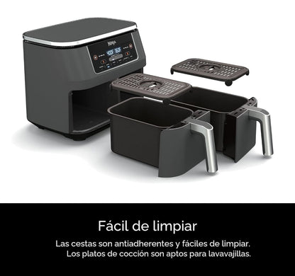 Ninja DZ201 Foodi - Freidora de aire 6 en 1 DualZone de 8 cuartos de galón con 2 cestas de freír independientes