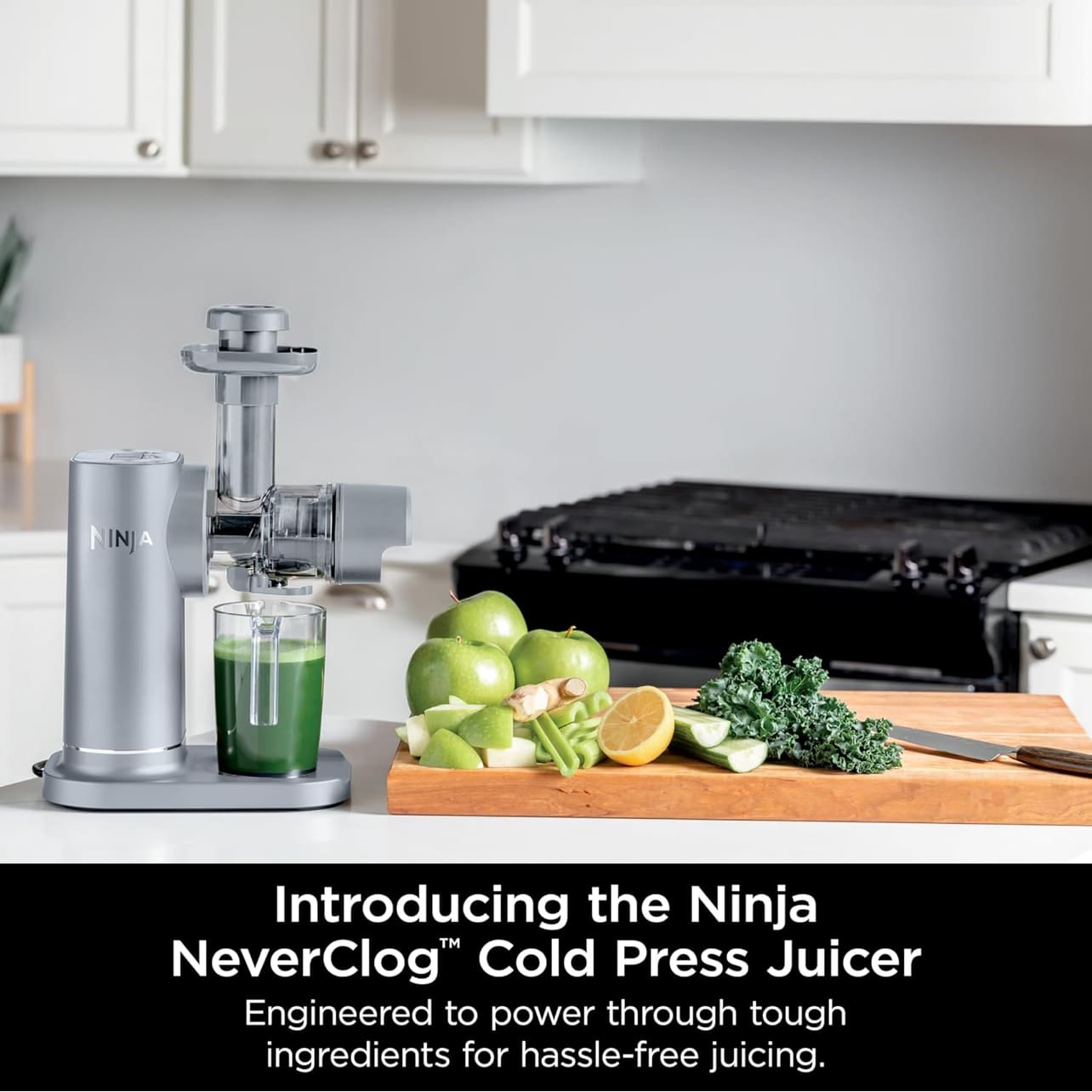 Ninja NeverClog Exprimidor de prensado en frío, poderoso exprimidor lento con control total de pulpa