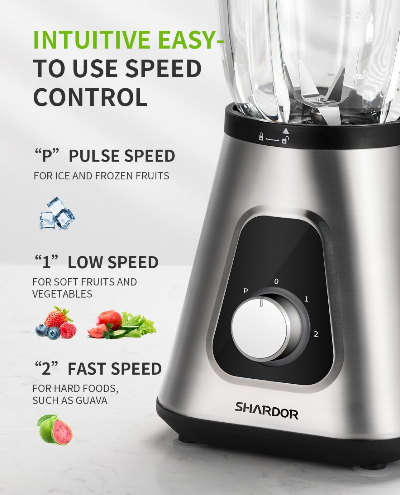 Licuadora SHARDOR de 1200 W para batidos y licuados, licuadora de mostrador de 52 oz y licuadora personal de 22 oz 