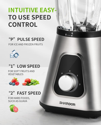 Licuadora SHARDOR de 1200 W para batidos y licuados, licuadora de mostrador de 52 oz y licuadora personal de 22 oz 