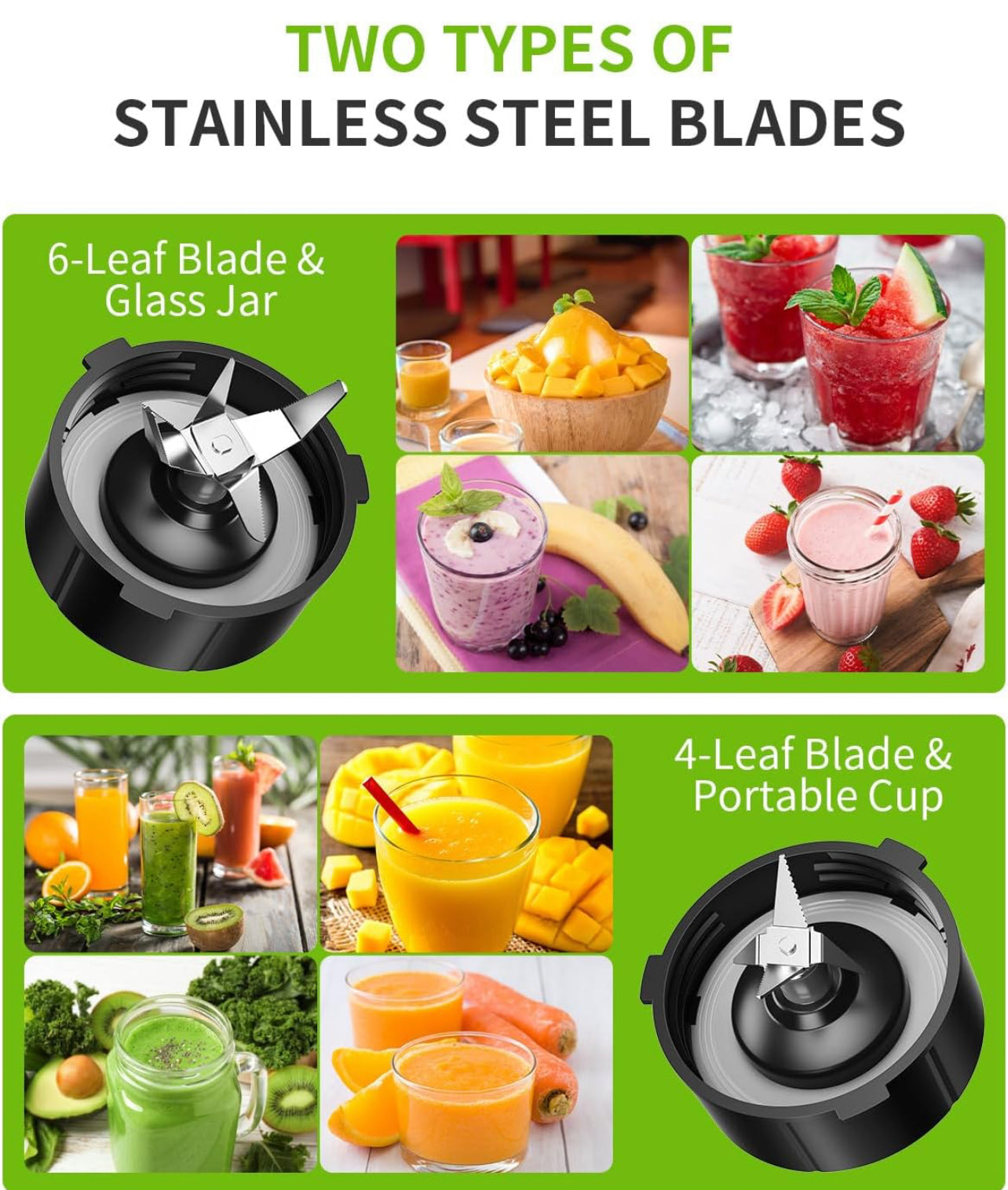 Licuadora SHARDOR de 1200 W para batidos y licuados, licuadora de mostrador de 52 oz y licuadora personal de 22 oz 