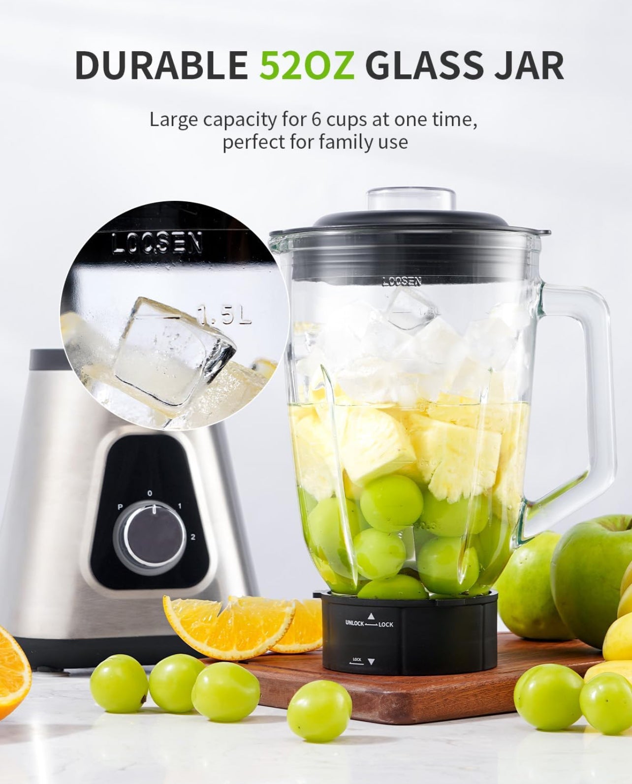 Licuadora SHARDOR de 1200 W para batidos y licuados, licuadora de mostrador de 52 oz y licuadora personal de 22 oz 