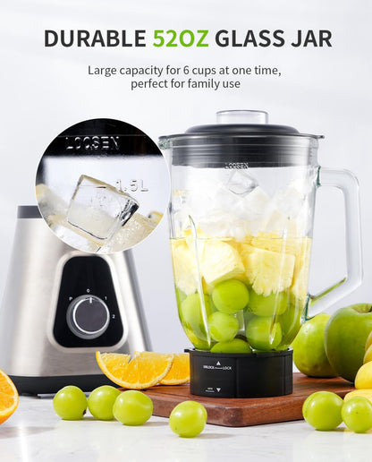 Licuadora SHARDOR de 1200 W para batidos y licuados, licuadora de mostrador de 52 oz y licuadora personal de 22 oz 