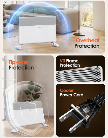 Calentador de espacio con panel de convección Ballu, calentador de ambiente completo de 1500 W para uso en interiores 