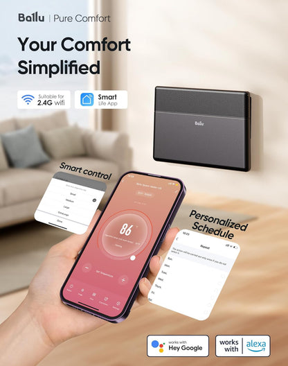 Calentador de espacio con panel de convección Ballu, calentador de ambiente completo de 1500 W para uso en interiores 
