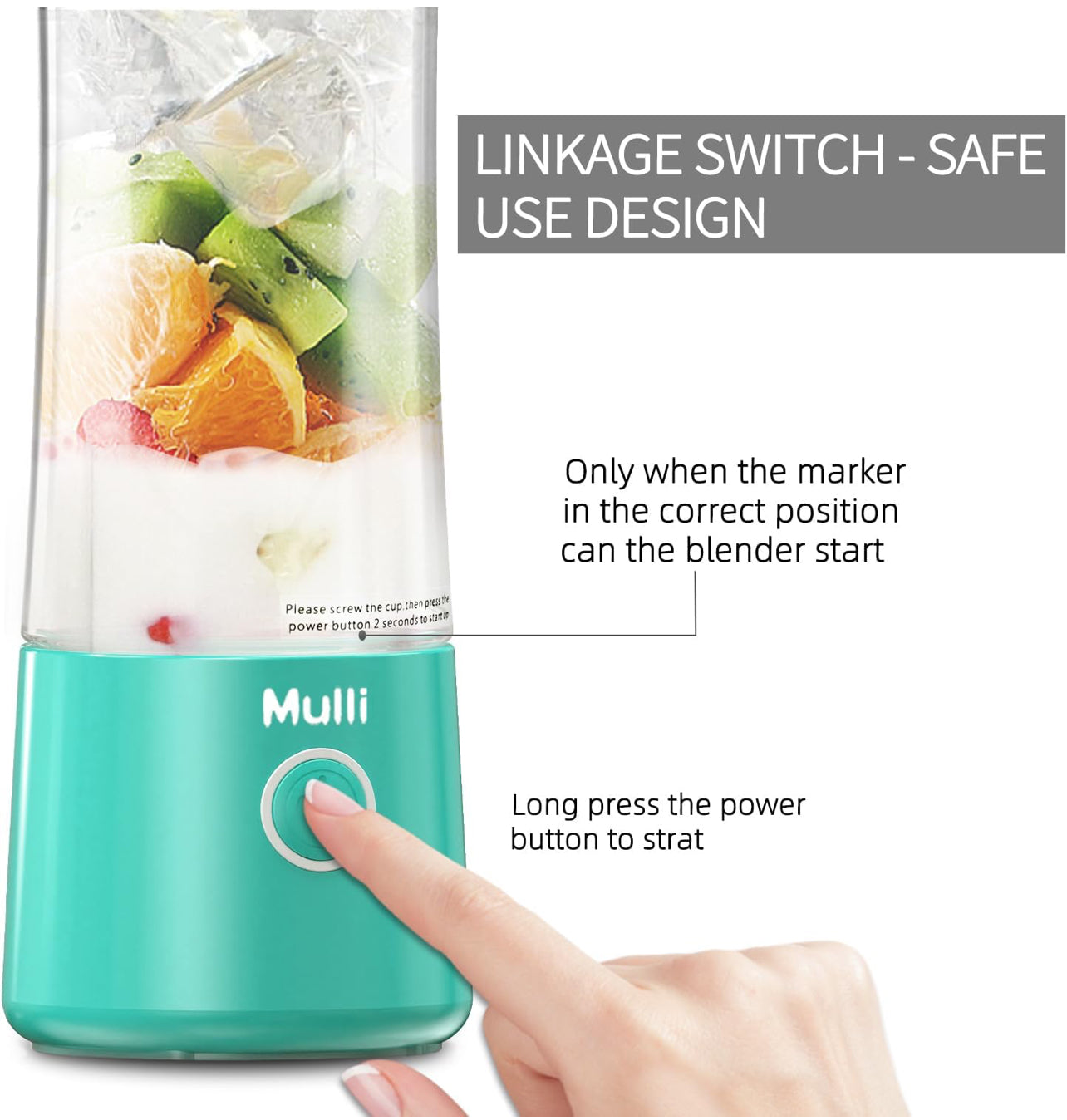 Mulli Licuadora portátil, mezclador personal recargable por USB para batidos