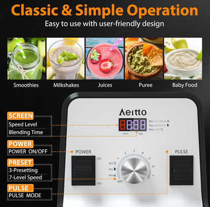 Aeitto Licuadora, licuadoras para cocina con motor de 1500 vatios 