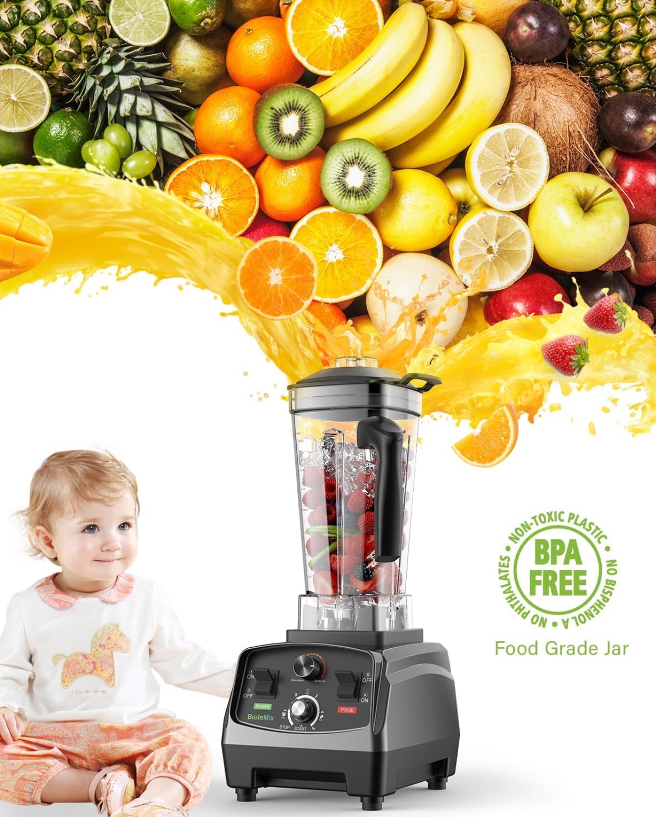 BioloMix Licuadora profesional, licuadora de batidos, licuadora para cocina 2000 W 