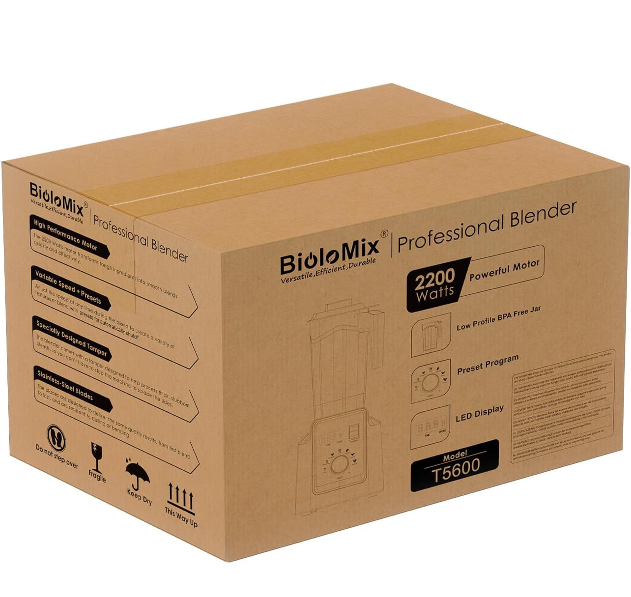 BioloMix Licuadora profesional, licuadora de batidos, licuadora para cocina 2000 W 