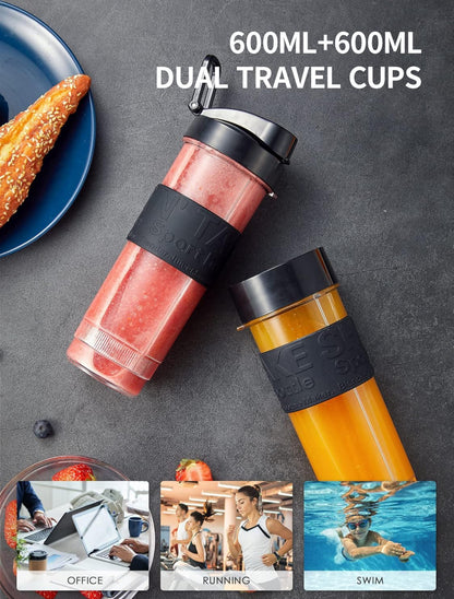 Licuadora personal, botella eléctrica para batido con 2 botellas de 20 oz y tarro de café 