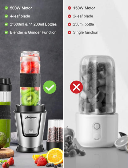 Licuadora personal, botella eléctrica para batido con 2 botellas de 20 oz y tarro de café 