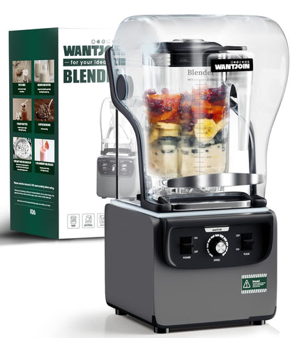 Wantjoin Licuadora profesional, 1800W licuadora silenciosa comercial 74.4 fl oz 