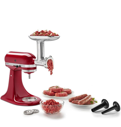 KitchenAid KSMMGA Accesorio de molinillo de alimentos, de metal, 2.5 libras, plateado 