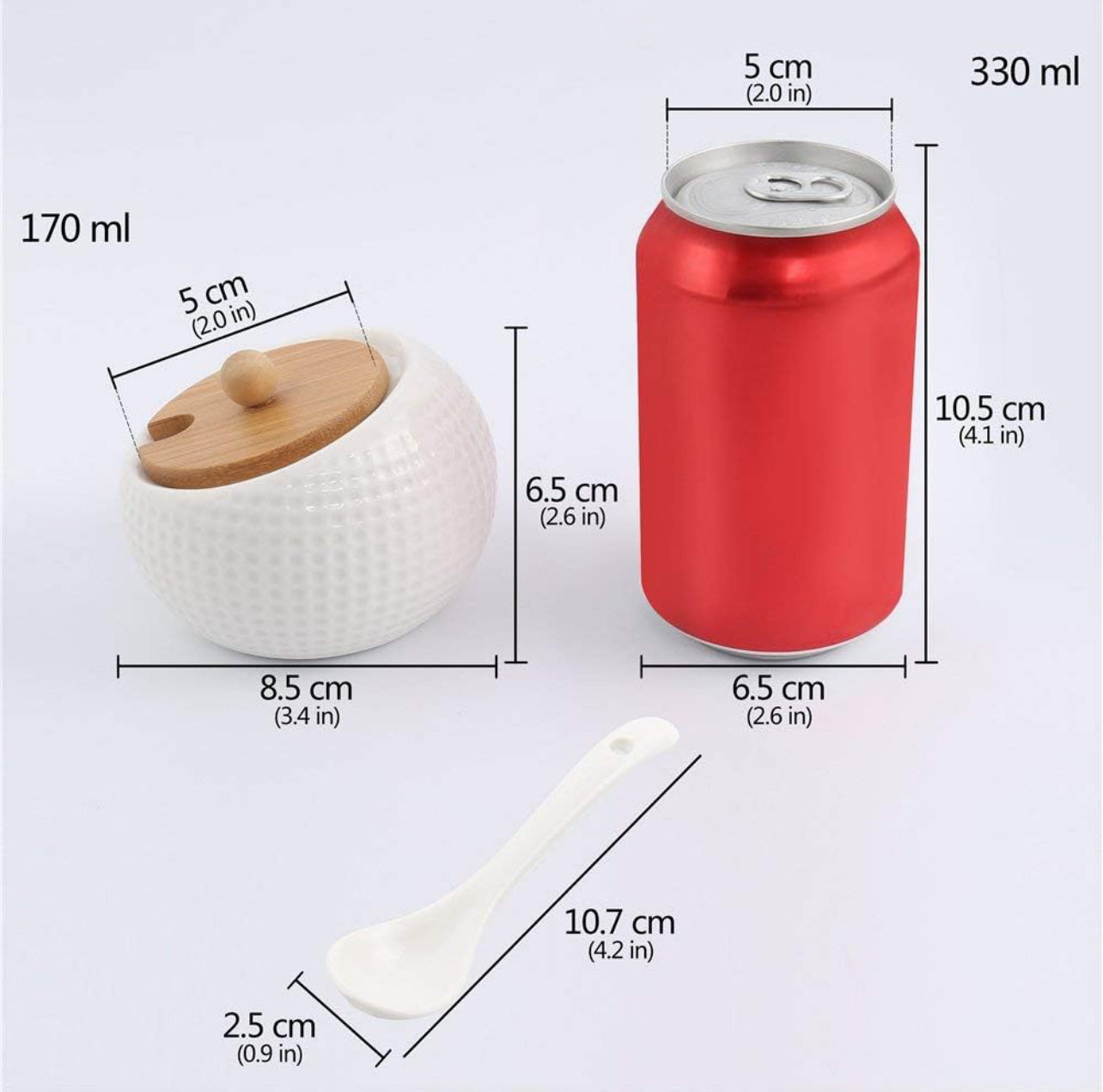 Recipiente de especias de porcelana para condimentos con tapas, soporte de tapa de bambú, cuchara de servir de cerámica