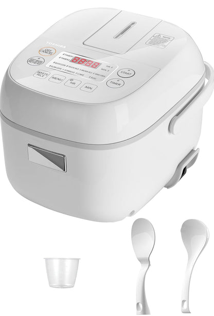 Mini olla arrocera, 3 tazas de olla arrocera sin cocer, vaporera y calentador, con lógica difusa y cocción de un solo toque, temporizador de retardo de 24 horas 
