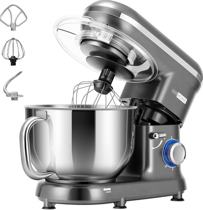 Batidora de mesa de 650 W, 6 velocidades, 6 cuartos de galón, mezclador eléctrico de cocina con cabezal basculante 