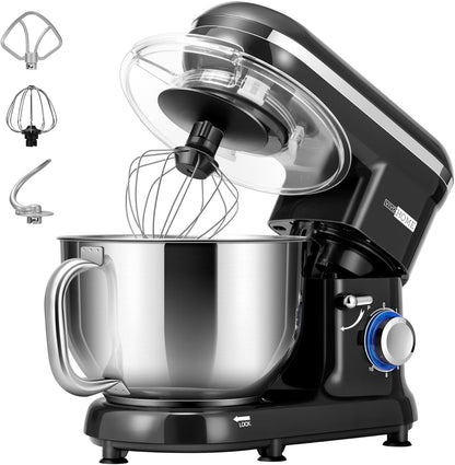 Batidora de mesa de 650 W, 6 velocidades, 6 cuartos de galón, mezclador eléctrico de cocina con cabezal basculante 