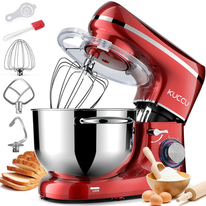 Batidora de pedestal con cabezal inclinable y capacidad para 5.5 cuartos de galón, batidora eléctrica de cocina de 660 W, 6 velocidades 