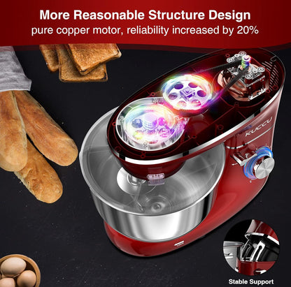 Batidora de pedestal con cabezal inclinable y capacidad para 5.5 cuartos de galón, batidora eléctrica de cocina de 660 W, 6 velocidades 