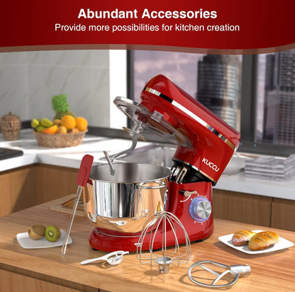 Batidora de pedestal con cabezal inclinable y capacidad para 5.5 cuartos de galón, batidora eléctrica de cocina de 660 W, 6 velocidades 