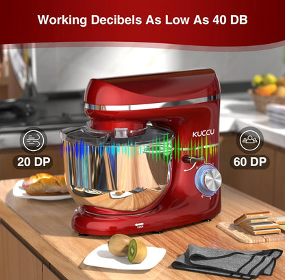 Batidora de pedestal con cabezal inclinable y capacidad para 5.5 cuartos de galón, batidora eléctrica de cocina de 660 W, 6 velocidades 