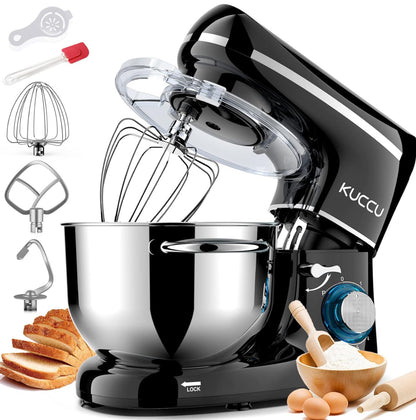 Batidora de pedestal con cabezal inclinable y capacidad para 5.5 cuartos de galón, batidora eléctrica de cocina de 660 W, 6 velocidades 