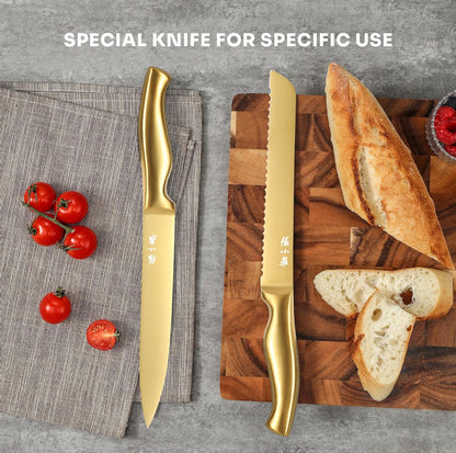 Juego de cuchillos de 15 piezas con bloque, juegos de cuchillos para cocina con bloque de acero inoxidable de alto carbono 