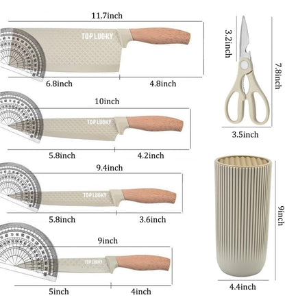 Juego de cuchillos de cocina negros de 6 piezas para el hogar, juego de cuchillos de chef afilados de acero inoxidable antiadherentes 