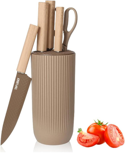 Juego de cuchillos de cocina negros de 6 piezas para el hogar, juego de cuchillos de chef afilados de acero inoxidable antiadherentes 