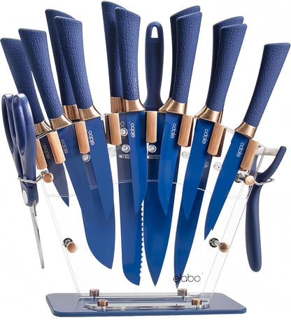 Juego de cuchillos de cocina con bloque, juego de 16 cuchillos de acero inoxidable para cocina 