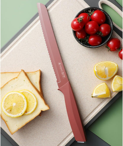 Juego de cuchillos, 6 cuchillos de cocina codificados por colores con bloque, juego de cuchillos de chef de acero inoxidable con revestimiento antioxidante de 5 colores 