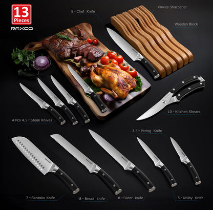 Juego de cuchillos para cocina, juego de cuchillos de cocina de 13 piezas. 