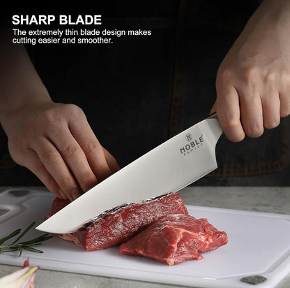Juego de cuchillos con bloque, 16 cuchillos de cocina, organizador de cajones con afilador, tabla de cortar, juego de cuchillos de chef 