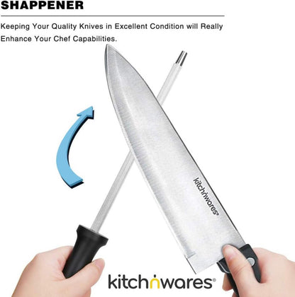 uego de cuchillos con bloque de madera, juego de 15 piezas que incluye cuchillo de chef 