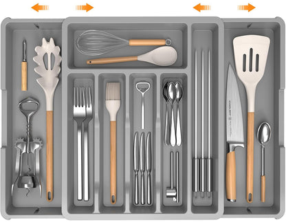 iDavosic.ly Organizador de cajones de cubiertos, bandeja de utensilios expandible para cajones de cocina 
