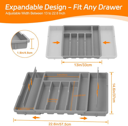 iDavosic.ly Organizador de cajones de cubiertos, bandeja de utensilios expandible para cajones de cocina 