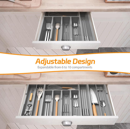 iDavosic.ly Organizador de cajones de cubiertos, bandeja de utensilios expandible para cajones de cocina 