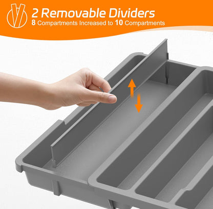 iDavosic.ly Organizador de cajones de cubiertos, bandeja de utensilios expandible para cajones de cocina 