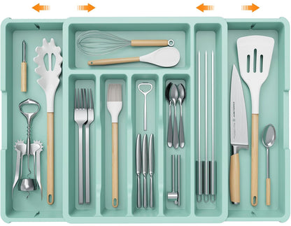 iDavosic.ly Organizador de cajones de cubiertos, bandeja de utensilios expandible para cajones de cocina 