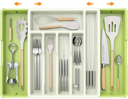iDavosic.ly Organizador de cajones de cubiertos, bandeja de utensilios expandible para cajones de cocina 
