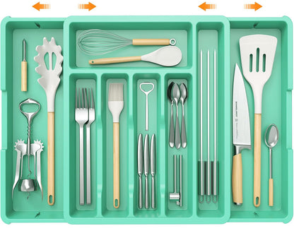 iDavosic.ly Organizador de cajones de cubiertos, bandeja de utensilios expandible para cajones de cocina 