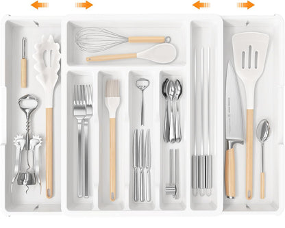 iDavosic.ly Organizador de cajones de cubiertos, bandeja de utensilios expandible para cajones de cocina 